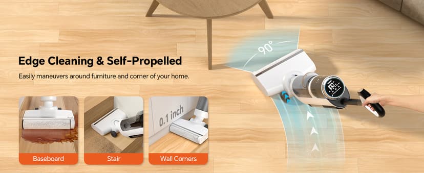 IMAGIC M3 Wet Dry Vacuum Cleaner, Cordless Vacuum Mop All in One for Hard Floors, Lightweight Floor Cleaner for Sticky Messes with Edge Cleaning, Self-Cleaning and Hot Air Drying, White