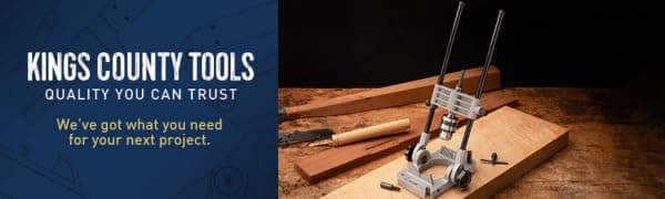 Kings County Tool Portable Drill Guide Jig | Convert Hand Drilling to Drill Press | Bore Up To 45-Degree Angles | 3/8-Inch Shaft and Chuck | 5-Degree Increments | Depth Stop Included