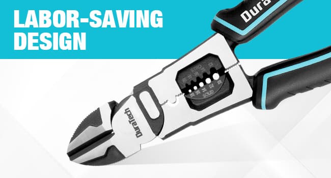 DURATECH 4-in-1 Diagonal Cutting Pliers, 8" Multifunction Heavy Duty Side-Cutting Pliers with Wire Stripper, Wire Cutters with Ergonomic Handle for Electricians and Homes