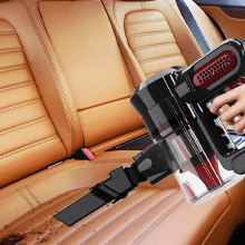 Cordless Vacuum Cleaner, 30Kpa/210W Stick Cordless Vacuum Up to 45 Mins Runtime, 8 in 1 Lightweight Vacuum for Hardwood Floor Carpet Pet Hair (Black-red)