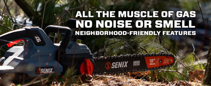 SENIX Chainsaw|60V 18" Battery Chainsaw|Brushless Electric Chainsaws|Cordless Chain Saw with 4Ah Battery & Charger|Garden Tool for Trees, Pruning, Branch Trimming, Best Gifts for Man, CSX6-M1