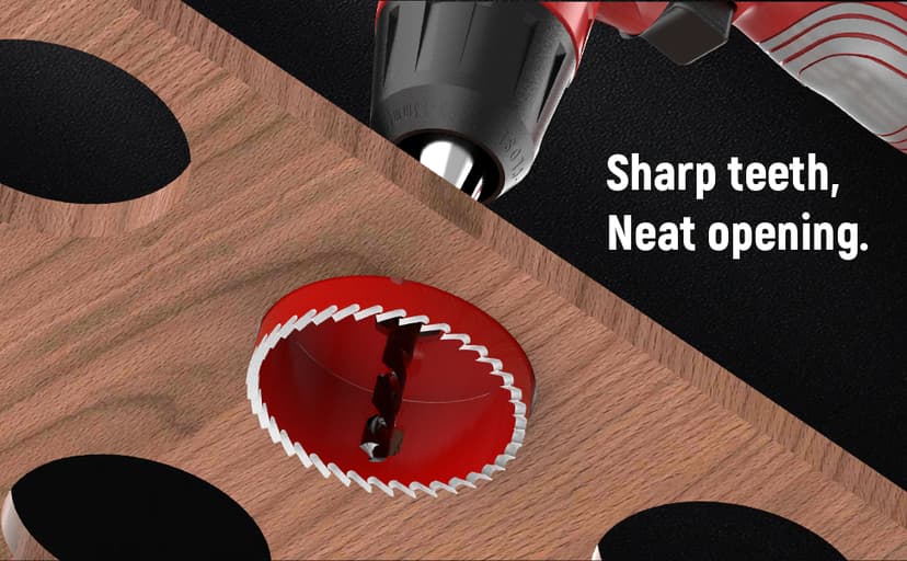 12-Piece Hole Saw Kit, Includes 8 Sizes (3/4" to 2-1/2"), Arbors, Drill Bits, and Hex Key, Ideal for Softwood, Plywood, and PVC(RED)