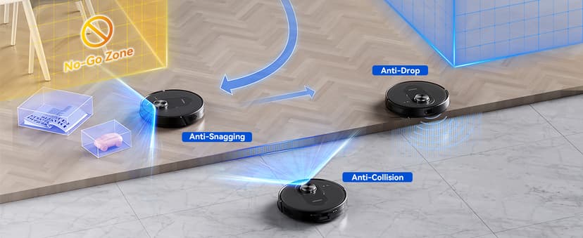 Proscenic Q8 Robot Vacuum Cleaner with Mop, Ultra Strong 6000Pa Robotic Vacuum with Lidar Navigation, 5 Real-Time Mapping, WiFi/Alexa/APP Remote Control Robot Hoover for Floor Carpet Pet Hair