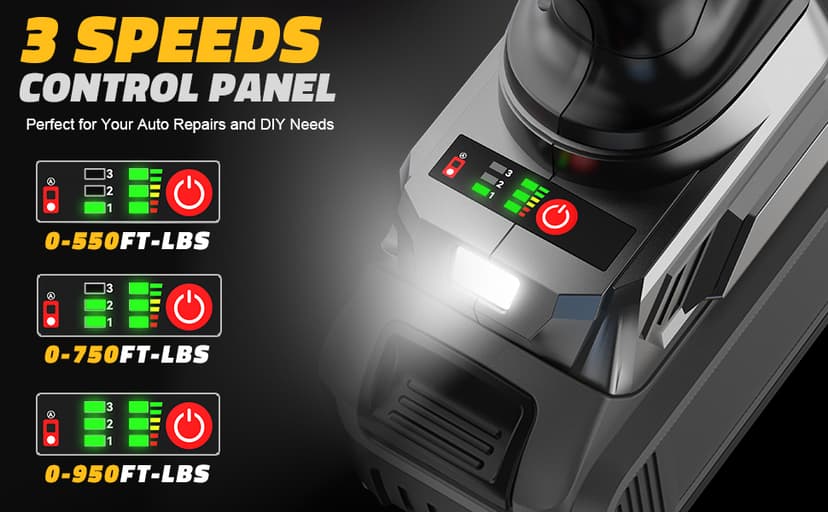 Cordless Impact Wrench 1/2 inch Compatible with Dewalt Battery, 1000FT-LBS (1360N.m) Brushless Electric Impact Gun Includes LED Work Light, 2100RPM High Torque Impact Driver, Bare Tool Only