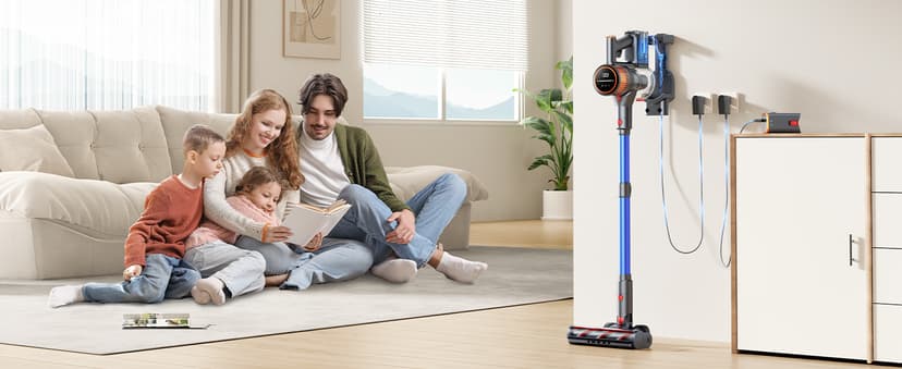 Cordless Vacuum Cleaner, 45Kpa 550W 60Mins Vacuum Cleaners for Home, Stick Vacuum Cordless Rechargeable, Wall Mount Charging, Self-Standing, Household Vacuum for Pet Hair/Carpet/Hardwood Floor(X9)