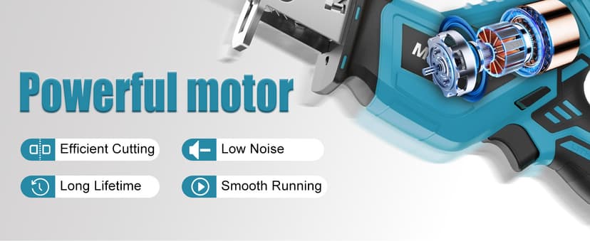 Cordless Reciprocating Saw 20V with 2 Batteries & Charger, Variable Speed 0-3000SPM, Tool-Free Blade Change, Includes 4 Saw Blades for Wood, Metal, PVC and Tree Cutting