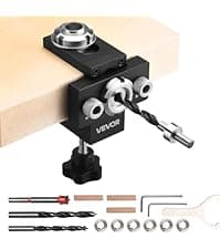VEVOR Drill Guide, Multi-Angle Press Portable Precision Drilling Guide Jig Attachment, with Large Handle and Mounting Holes, Aluminum Alloy, for Drilling Angled or Straight Holes, for Wood Working