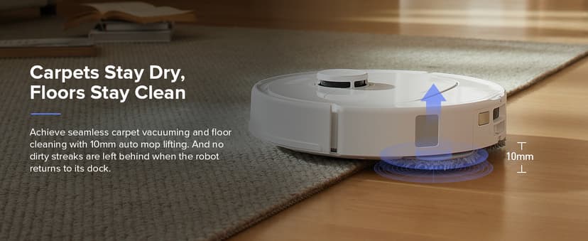 roborock Qrevo S Robot Vacuum and Mop, Self-Drying, Auto Mop Washing, 7000Pa Suction, Self-Emptying & Refilling, 10mm Mop Lifting, 200RPM Spinning Mops, Smart Obstacle Avoidance, White