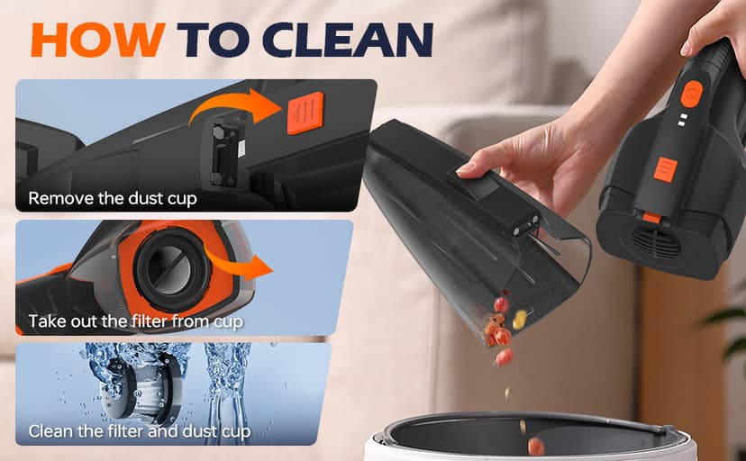 Pet Hair Vacuum, Handheld Vacuum Cordless Rechargeable with LED, 10000Pa Suction, 20V Lightweight Portable Hand Vacuum with Multi-Nozzles & Washable HEPA Filter for Pet Hair, Car and Home