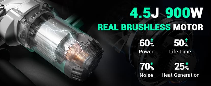 DCA 20V MAX Brushless Rotary Hammer Drill, 4.5 Joule, 3800BPM, 1-1/8 Inch SDS-Plus, Cordless Heavy Duty Rotary Hammer Drill with Vibration Control, 5.0Ah Battery, 4A Fast Charger and Safety Clutch