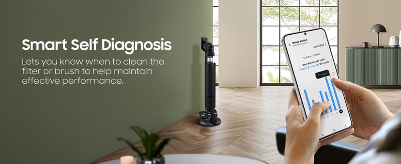 Samsung Bespoke AI Jet Ultra Cordless Stick Vacuum with All-in-One Clean Station, 400AW Powerful Suction, Long Battery Life, Anti-Tangle Pet Tool, 2025, Satin Black, VS90F40DMK/AA