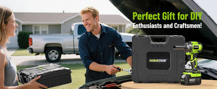 Cordless Impact Wrench, 406Ft-lbs (550N.m) Brushless 1/2 inch, 2800RPM High Torque Impact Gun, 2x 4.0Ah Battery, Charger, 4 Sockets, Electric Impact Wrench for Car Home