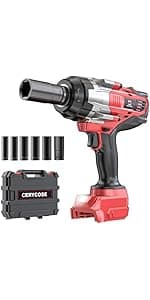 Cordless Impact Wrench 1/2 inch Compatible with Dewalt Battery, 1000FT-LBS (1360N.m) Brushless Electric Impact Gun Includes LED Work Light, 2100RPM High Torque Impact Driver, Bare Tool Only