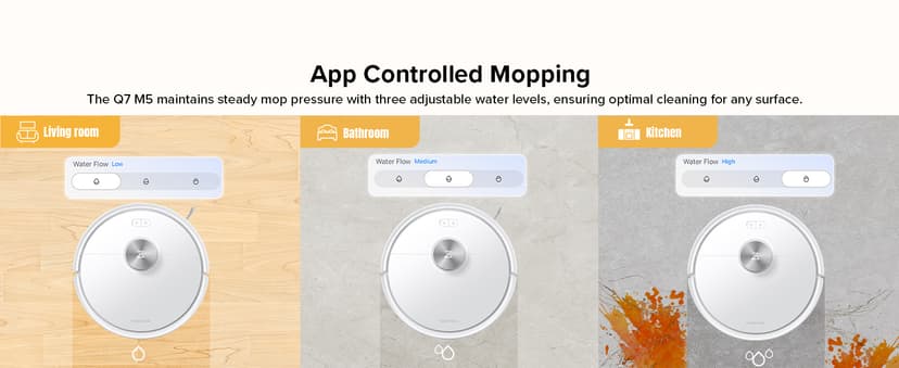 roborock Q7 M5 Robot Vacuum and Mop Combo, 10,000Pa HyperForce Suction, Robotic Vacuum Cleaner, Dual Anti-Tangle System, APP-Controlled Mopping, LiDAR Navigation, for Pet Hair and Carpet, White