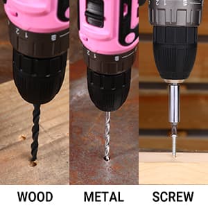 DEKOPRO Pink Drill Tool Kit Set: 20V Cordless Power Drill Tool Box with Battery Electric Drill Driver for Men Home Hand Repair Basic Toolbox Tools Sets Drills Case, DKMT186-GP