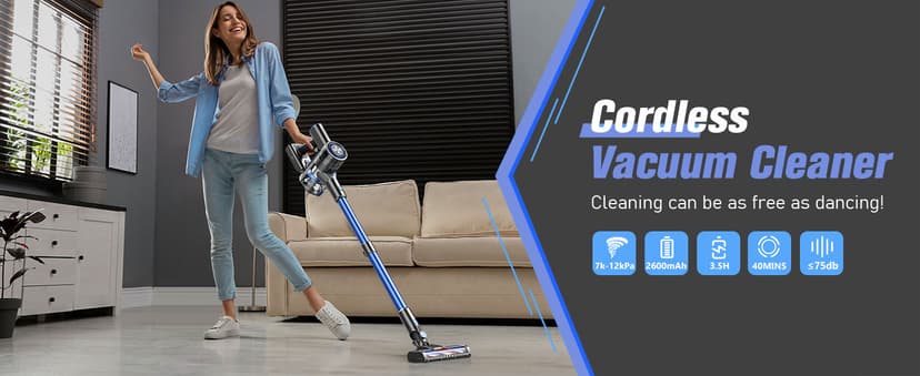 Cordless Vacuum Cleaners for Home with Powerful Suction,Stick Vacuum Cordless Rechargeable,Up to 35 Mins Runtime,Lightweight Hardwood Floor Vacuum for Pet Hair,Carpet(Deep Blue)