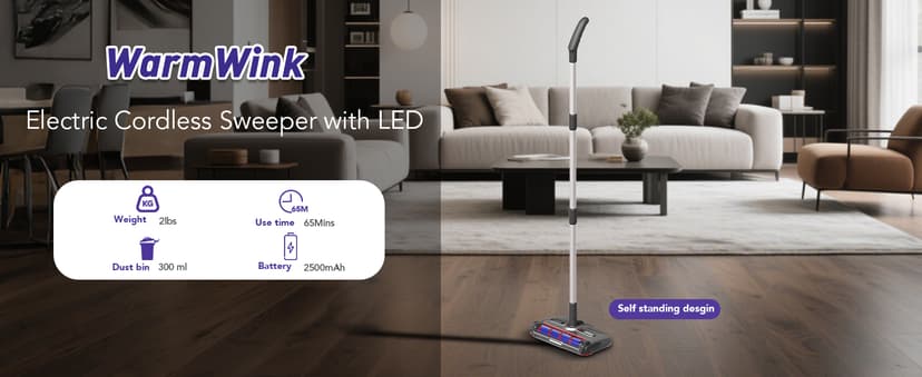 Cordless Sweeper, Cordless Electric Sweeper Rechargeable Cordless Sweeper, 360 Direction, Hard Floor Sweeper Roller Sweeper for Home Crumbs,Kitchen, pet Hair,and Floor Cleaning