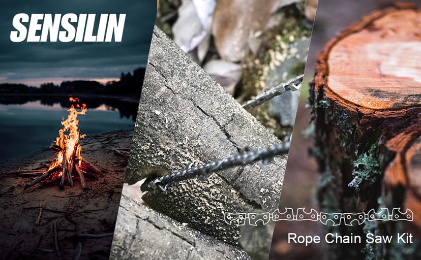 Rope Saw for Tree Limbs, 55 Inch Chain Saw with 70 Sharp Teeth & 46 Feet Ropes Kit, High Limb Pocket Chainsaw