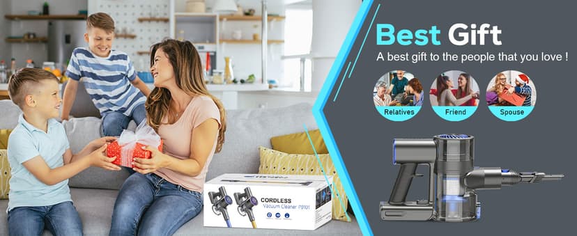 Vacuum Cleaner for Home, Cordless Vacuum Cleaner with 80000 RPM High-Speed Brushless Motor, Max 40 Mins Runtime, 5 Stages High Efficiency Filtration Vacuum for Hard Floors