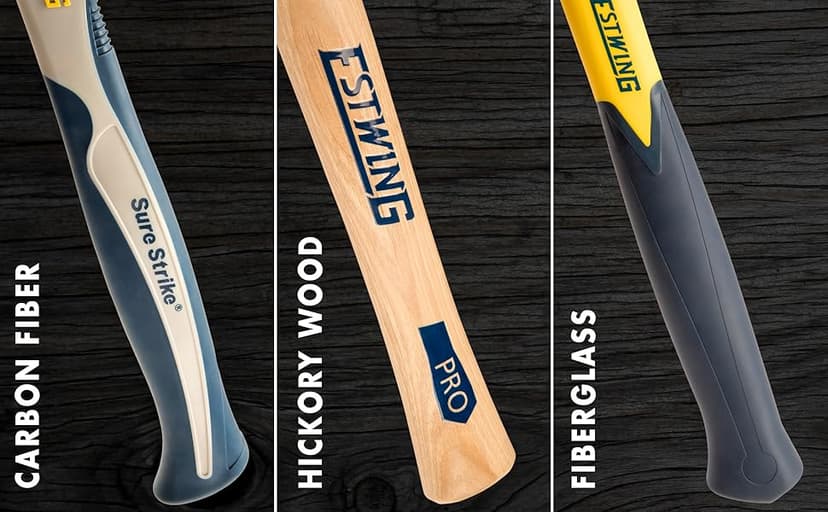 ESTWING Sure Strike Hammer - 16 oz Rip Claw Hammer with Smooth Face & Carbon Fiber Handle - SSCF16S