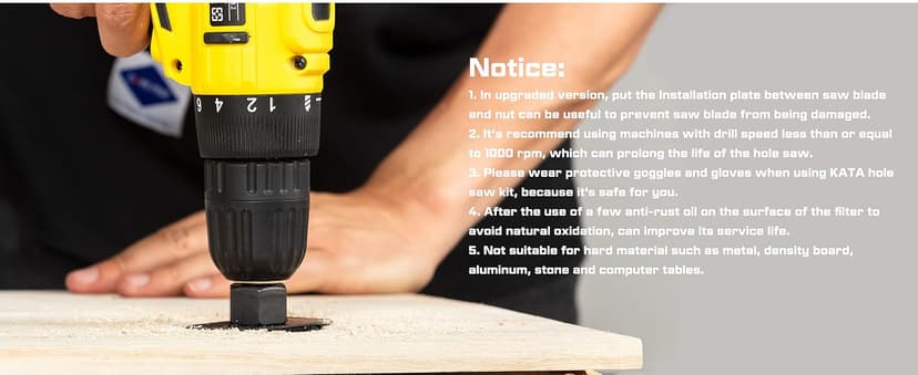 KATA Hole Saw Set 20PCS Hole Saw Kit with 3/4"-6"(19-152mm) 13PCS Saw Blades, 2 Mandrels, 3 Drill Bits, 1 Installation Plate, 1 Hex Key, Ideal for Soft Wood, Plywood, Drywall, PVC