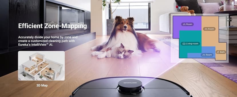 Eureka J15 Pro Ultra Robot Vacuum and Mop with Self Emptying Base, 16,200 Pa Suction, Flex-Arm Design Mop, Auto Mop Hot Water Washing & Hot Air Drying, Anti-Tangle, AI Obstacle Avoidance, Black