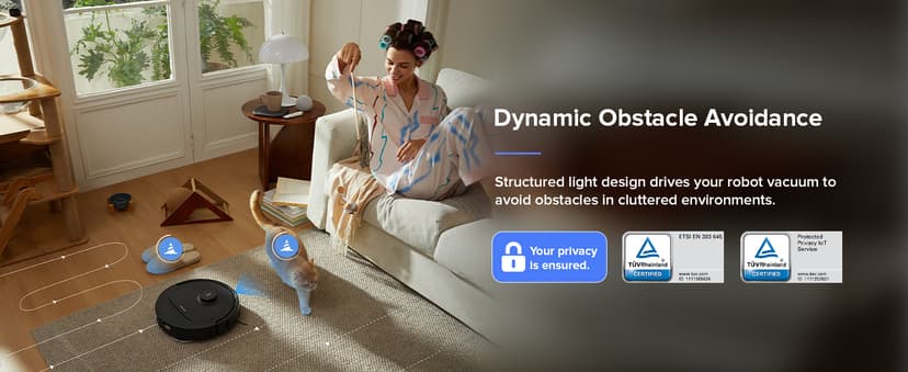 roborock Qrevo Plus Robot Vacuum and Mop with FlexiArm Design Edge Mopping, Self-Emptying, 10 mm Liftable Mops, Auto Mop Washing & Drying, Reactive Tech Obstacle Avoidance, 7,000 Pa Suction, Black