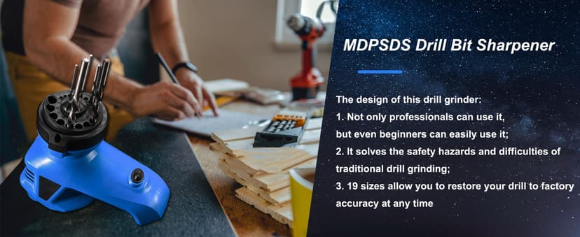 Drill Bit Sharpener,Drill Bit Sharpener For All Bits(1/8''- 15/32''), Twist Drill Bit Sharpener Grinder, Portable Home Use Drill Bit Sharpener Machine, 130° Standard Drill Bits (1PCS)