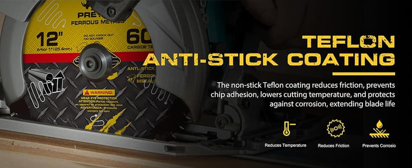 12BLADEST Blade for Cutting Mild Steel with 1" Arbor, for Circular and Chop Saws, No Heat, No Burrs & Virtually No Sparks, Carbide-Tipped TCT Blade for Cold Metal Cutting,12-Inch x 60-Tooth