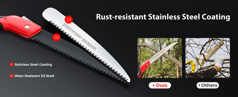 10 Inch Folding Saw Laser-Cut Teeth Pruning Saw for Tree Trimming, D2 Steel Hand Saws for Wood Cutting, 7 TPI Wood Saws Hand For Camping, Bushcraft, Gardening, Outdoor, Heavy-duty Garden Tool