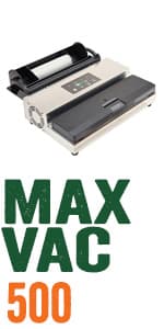 LEM Products MaxVac 1000 Stainless Steel Vacuum Sealer with Removable Bag Holder and Cutter, Silver and Black