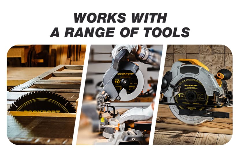 ROCKPORT Table Saw Blades 10 inch 60 Teeth - (1 Pack) 10" Table Saw Blades & 10 inch Miter Saw Blades, 5/8" Arbor, Multipupose Carbide Tip Circular Saw Blade for Fine Finish Cutting of Wood & Laminate