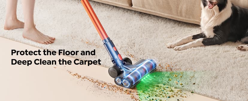 Cordless Vacuum Cleaner, 550W/45KPa/60Min Runtime Stick Vacuum with 3.3Ft Hose, Wall Mount Charging, Auto Mode, Touchscreen, Self-Standing Vacuum Cleaner for Home/Pet Hair/Carpet/Car, Fragrance