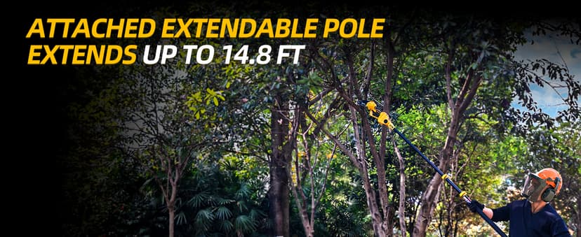 IMOUMLIVE 2-IN-1 Cordless Pole Saw & Mini Chainsaw, 21V 3.0Ah Battery Powered 6 Inch Electric Pole Chainsaw, 6.6 LB Lightweight, 14.8-Foot MAX Reach Pole Saw for Tree Trimming