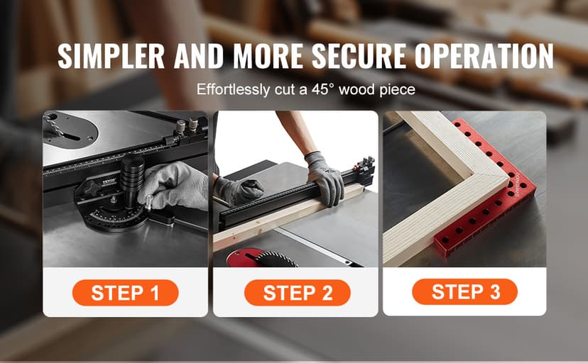 VEVOR Precision Miter Gauge, Standard Slot 3/4'' x 3/8'', Aluminum Alloy Table Saw Miter Gauge with 24 in Grating 15 Angle Stops Adjustable Spring Loaded Plunger and Removable Disc, for Woodworking