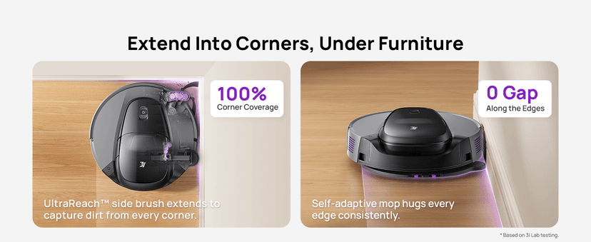 3i G10+ Robot Vacuum and Mop Combo, 18,000 Pa Suction, 60-Day Hands-Free Cleaning with Quiet Debris Compression, Smart LiDAR Navigation, Auto Extension Along Edges, Ideal for Hard Floors & Carpets