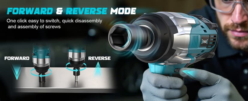 Cordless Impact Wrench 1/2" Compatible with Makita 18V Battery, 1700 Ft-lbs High Torque Impact Driver, Electric Impact Gun with 4 Speed Modes & LED Light for Car, Truck, Mower(Bare Tool)