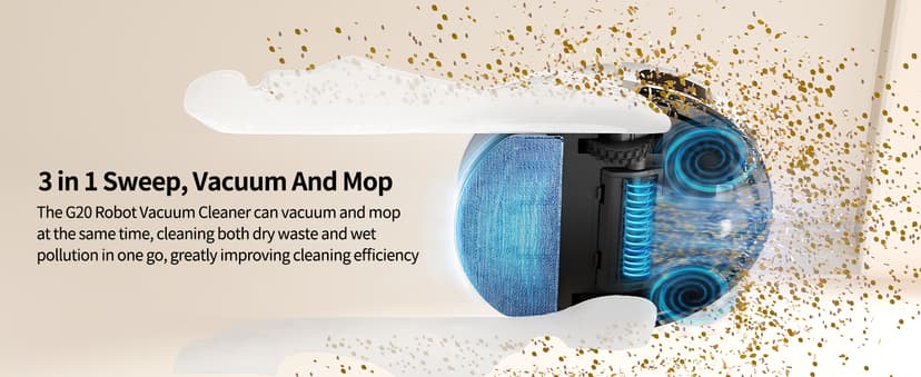 HONITURE Robot Vacuum and Mop Combo, 4000pa Strong Suction, G20 Robot Vacuum Cleaner with Self-Charging, 150Mins Max, App&Remote&Voice Control, Super-Slim, Ideal for Pet Hair