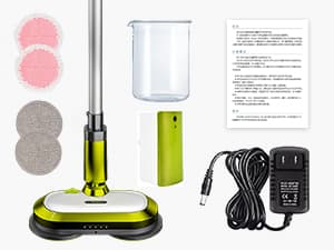 Cordless Electric Mop, Electric Spin Mop with LED Headlight and Water Spray, Up to 60 mins Powerful Floor Cleaner with 300ml Water Tank & Detachable Battery, Super Quiet Cleaning & Waxing