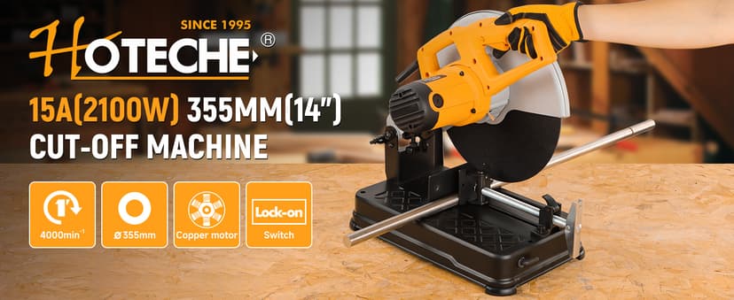 Hoteche 14-Inch Metal Cutting Chop Saw 2100W Heavy-Duty Electric Cut Off Machine with Saw Blade