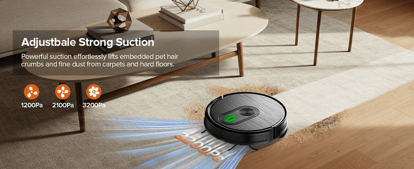 Robot Vacuum and Mop Combo, 2 in 1 Vacuuming & Mopping Robot with Schedule, App/Bluetooth/Voice, 3200Pa Max Suction, Self-Charging Robot Vacuum Cleaner, Slim, Ideal for Pet Hair, Hard Floor, Carpet