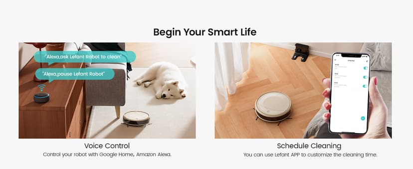 Lefant M310 Robot Vacuum Cleaner, 4500Pa Strong Suction with PreciSense Avoiding, Slim, Self-Charging, 160Mins Runtime, App/Wi-Fi/Alexa, Ideal for Pet Hair & Hard Floor Cleaning