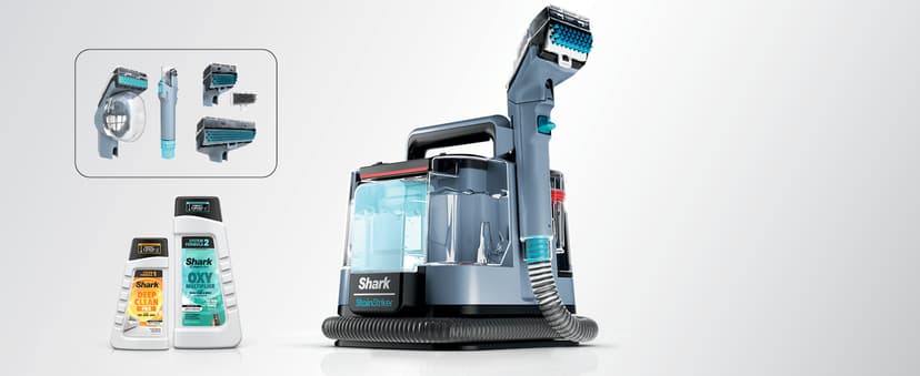 Shark StainStriker Portable Carpet Upholstery & Area Rug Cleaner, Bonus XL Tool & Full-Size Cleaning Solution, Stain & Odor Remover, Perfect for Car Interiors, 4 Cleaning Tools, Nordic Blue, PX202BRN