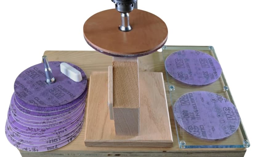 Taytools 5" Ultimate Drill Press Sharpener for Woodworking Tools (Chisels & Plane Blades) - Includes Wooden Sharpening Jig & System for Flattening the Back of Chisels & Plane Irons.