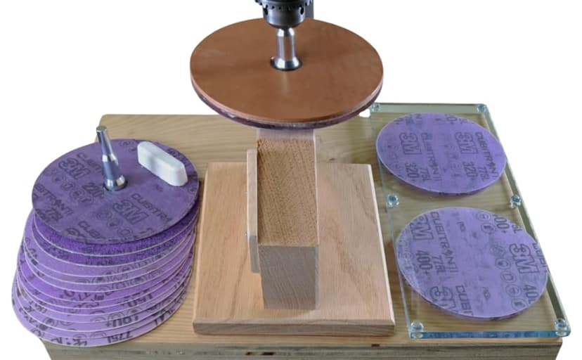 Taytools 5" Ultimate Drill Press Sharpener for Woodworking Tools (Chisels & Plane Blades) - Includes Wooden Sharpening Jig & System for Flattening the Back of Chisels & Plane Irons.