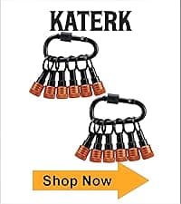 Push to Unlock,Katerk 6pcs 1/4 inch Hex Shank Aluminum Alloy Screwdriver Bit Holder Light-Weight Quick-Change Extension Bar Keychain Drill Screw Adapter Portable,Black Carabiner,Tool Gifts for Men