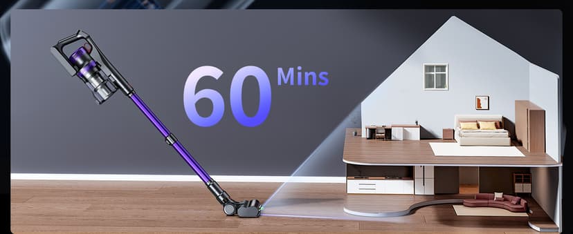 Cordless Vacuum Cleaner, 550W 45KPA 60Mins Vacuum Cleaners for Home, Anti-tangle Stick Vacuum with Rechargeable Battery, Build-in Aromatherapy, Handheld Vacuum Cleaner for Pet Hair/Carpets/Hard Floors
