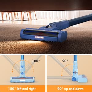 Cordless Vacuum Cleaner, 8-in-1 Lightweight Stick Vacuum with 45mins Runtime, Powerful Suction, Rechargeable Cordless Vacuum for Carpet, Tile, Pet Hair, Hardwood Floors, Blue