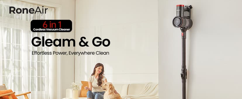 Cordless Vacuum Cleaner with Bendable Wand, Lightweight Stick Vacuum Cleaners for Home, Hard Floor & Carpet, Pet Hair,Under Furniture, 6-in-1 Handheld Vacuum, Self-Standing, Wall Mount Storage