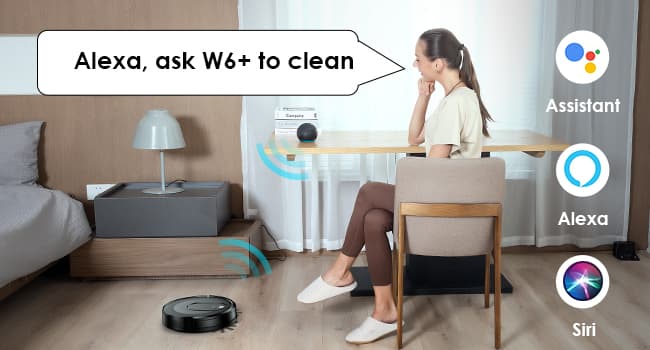 W6+ Robot Vacuum Cleaner,2800Pa Suction,720ml Large Capacity,120 Mins Runtime,Self-Charging Slim Robotic Vacuums,APP/Voice/Remote Control,No Entanglement Suction Port Ideal for Pet (Black)